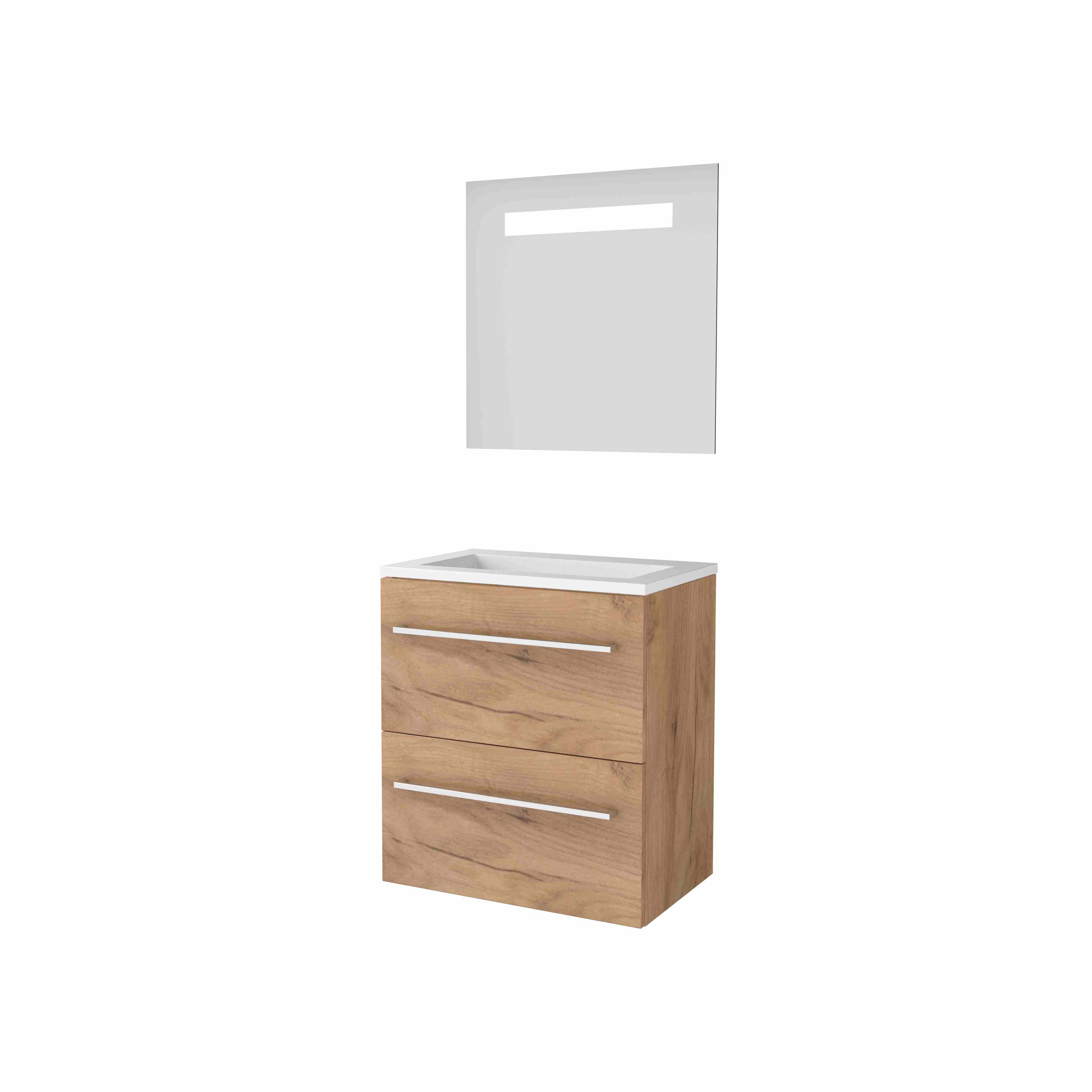 Basic Economic 39 set 60x39cm met gr. 2 la Acryl wast. 0 krgt. incl. spiegel m. verl. E39GR60A0WO Whisky Oak