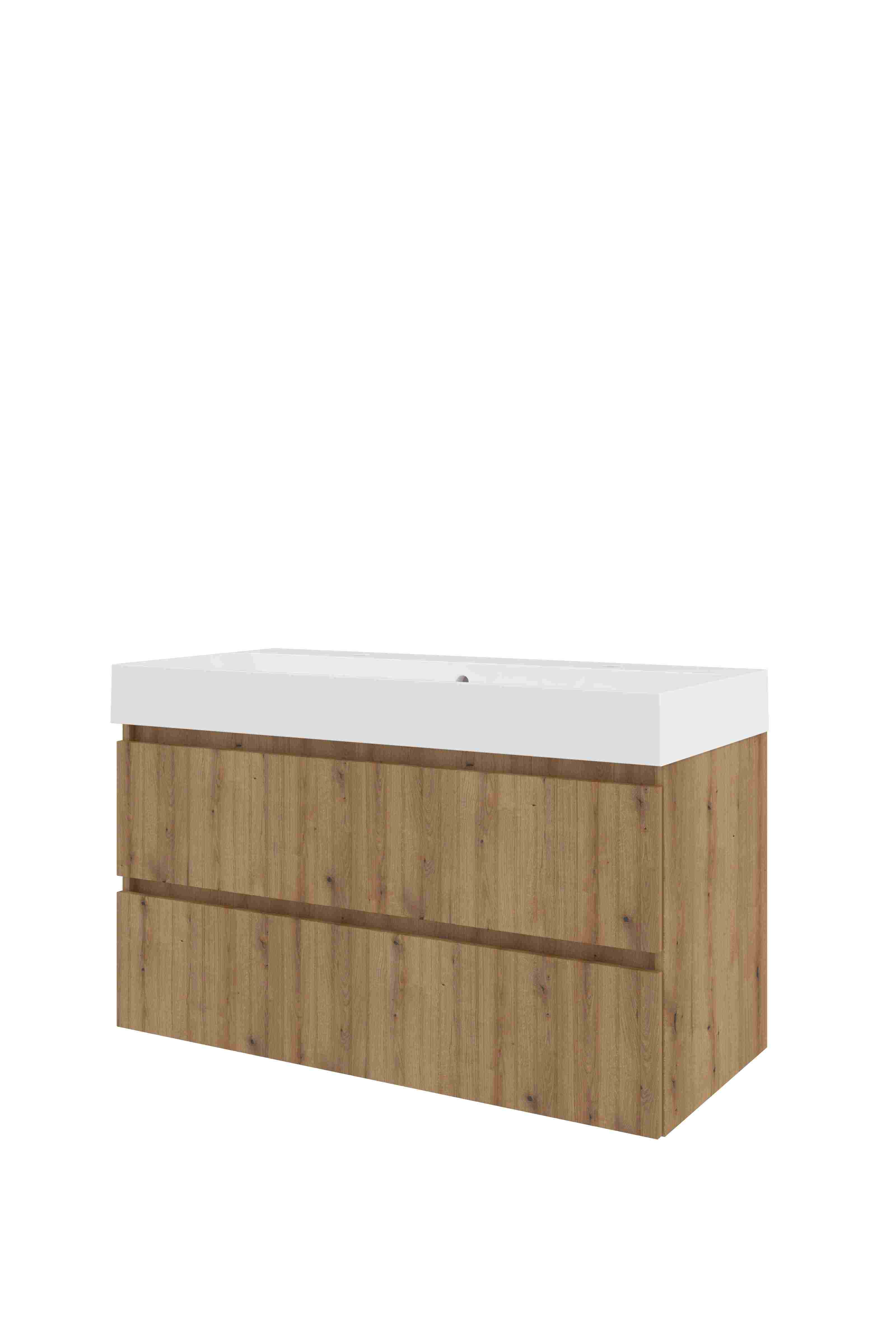 Proline Set polystone Loft wast. met 2 kr.gaten en onderkast sym. gefr. 1818741 Urban oak/Glans wit 1000x460x620