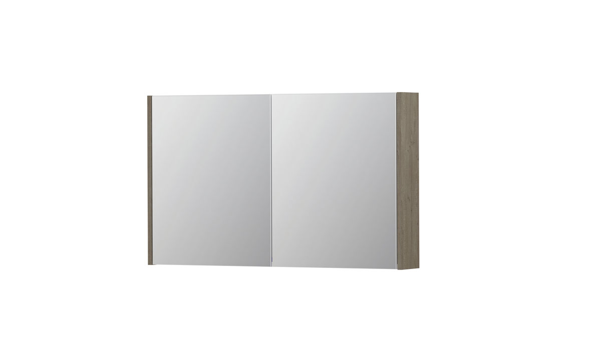 INK SPK1 spiegelkast m. 2 dubbelzijdige spiegeldeuren en stop/schak. 1110666 Greige eiken H600xB1000xD140