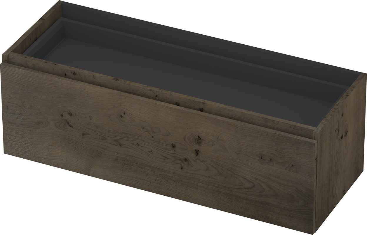 INK Fineer onderkast 1L m. binnenla gr.loos houten keerlijst fineer z. uitsparing 1221354Z Charcoal H400xB1200xD450