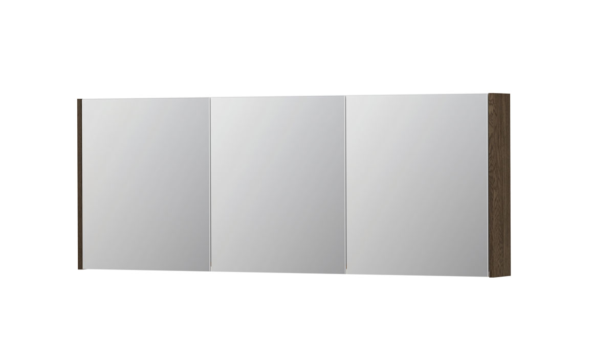 INK SPK1 spiegelkast m. 3 dubbelzijdige spiegeldeuren en stop/schak. 1110828 massief eiken Charcoal H600xB1600xD140