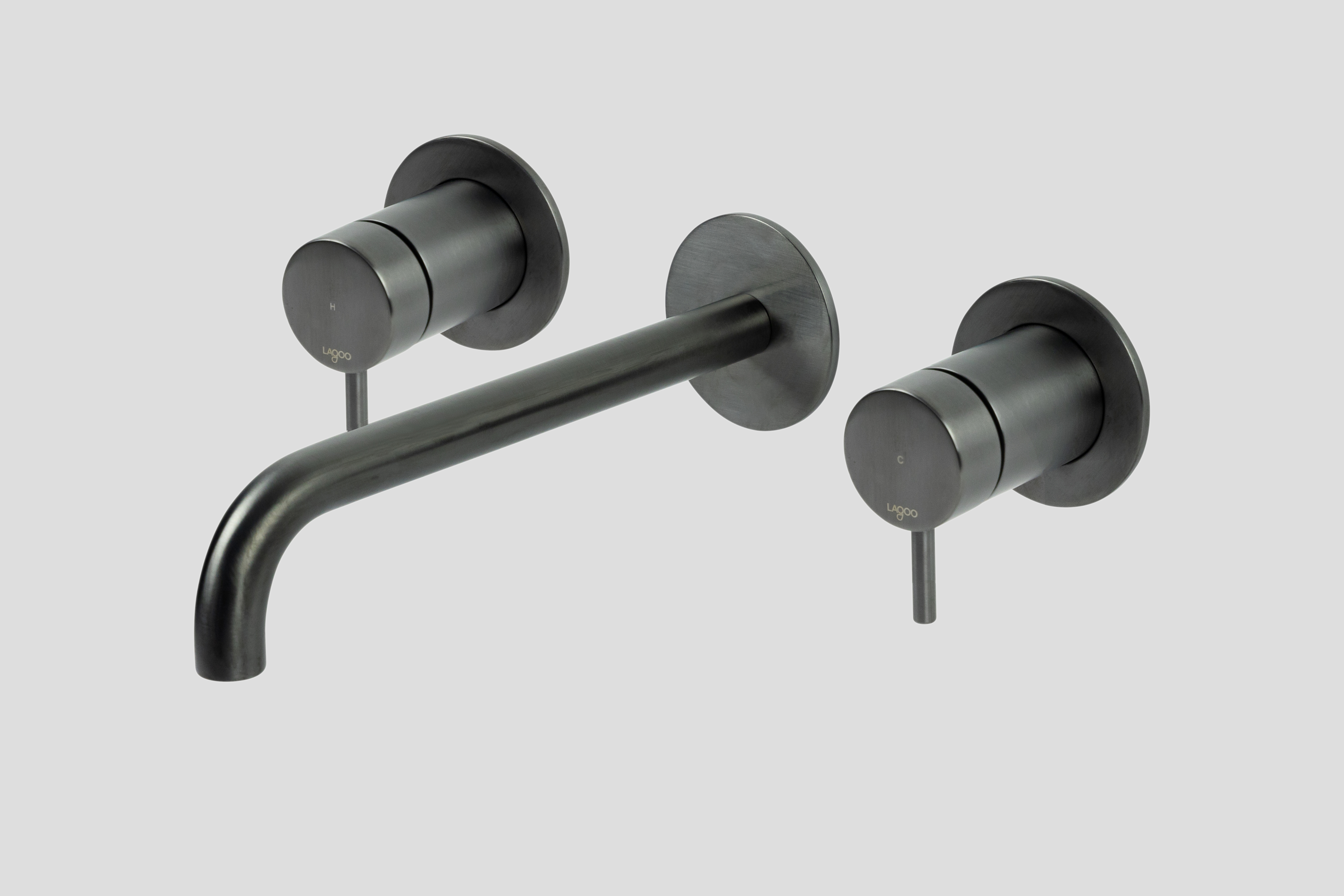 Lagoo Garda inbouw wastafelmengkraan 2 greeps afb.deel met uitloop 22 cm G1204-22GM Brushed Gun Metal PVD