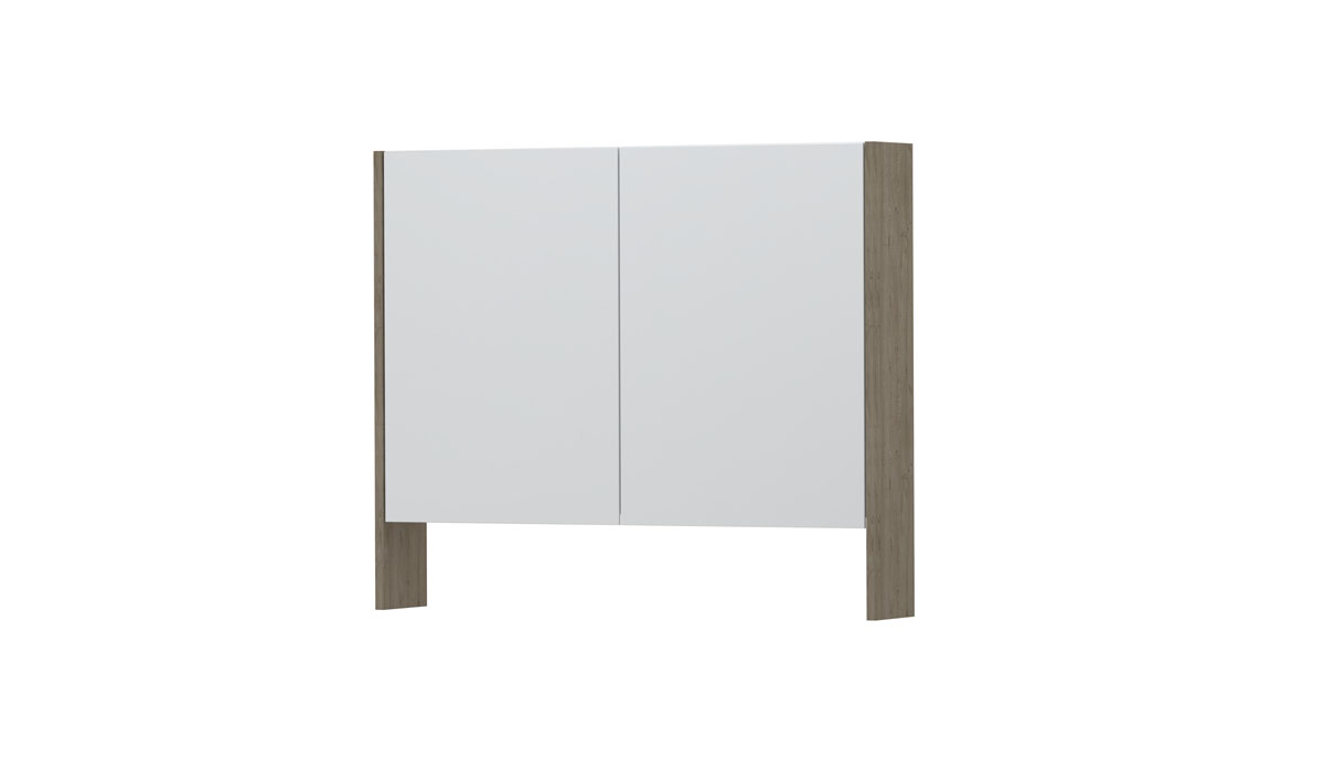 INK SPK3 spiegelkast m. dubbel gesp. 2 deuren icm open planchet en stop/schak. 1110166 Greige eiken H740xB900xD140