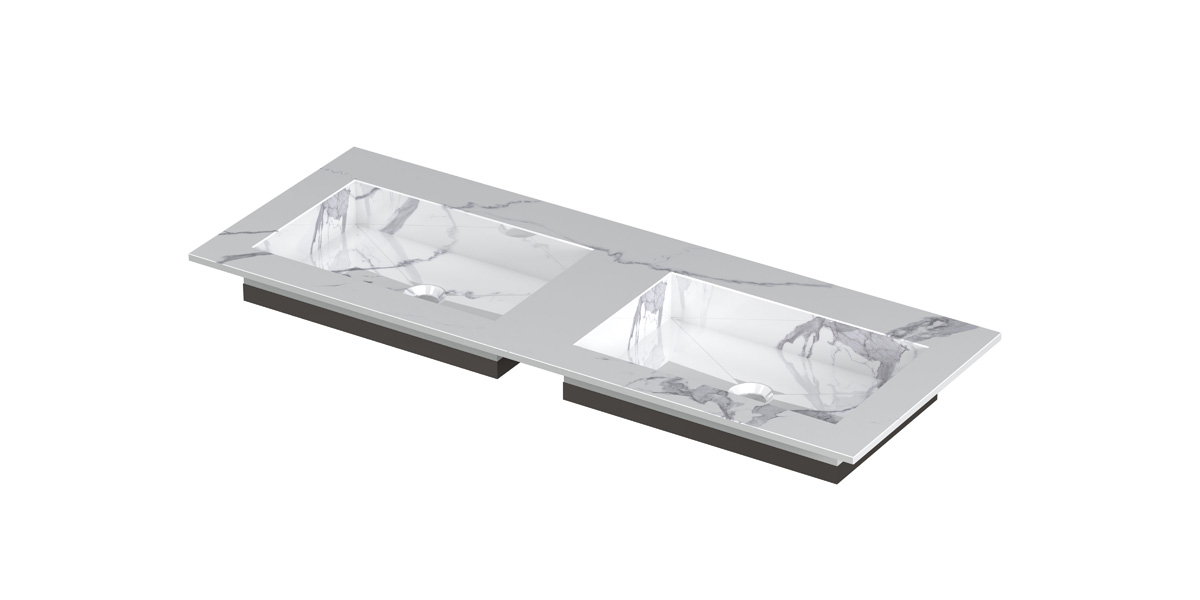 INK Post wast. keramische slab envelop bak dubbel zonder krgt. H10xB1200xD450 Statuario glans / 210083