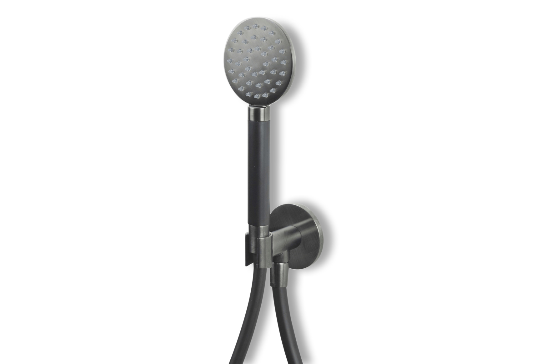 Lagoo Garda handd.houder met wanduitlaat handd. rond en doucheslang 150 cm G2242GM Brushed Gun Metal PVD