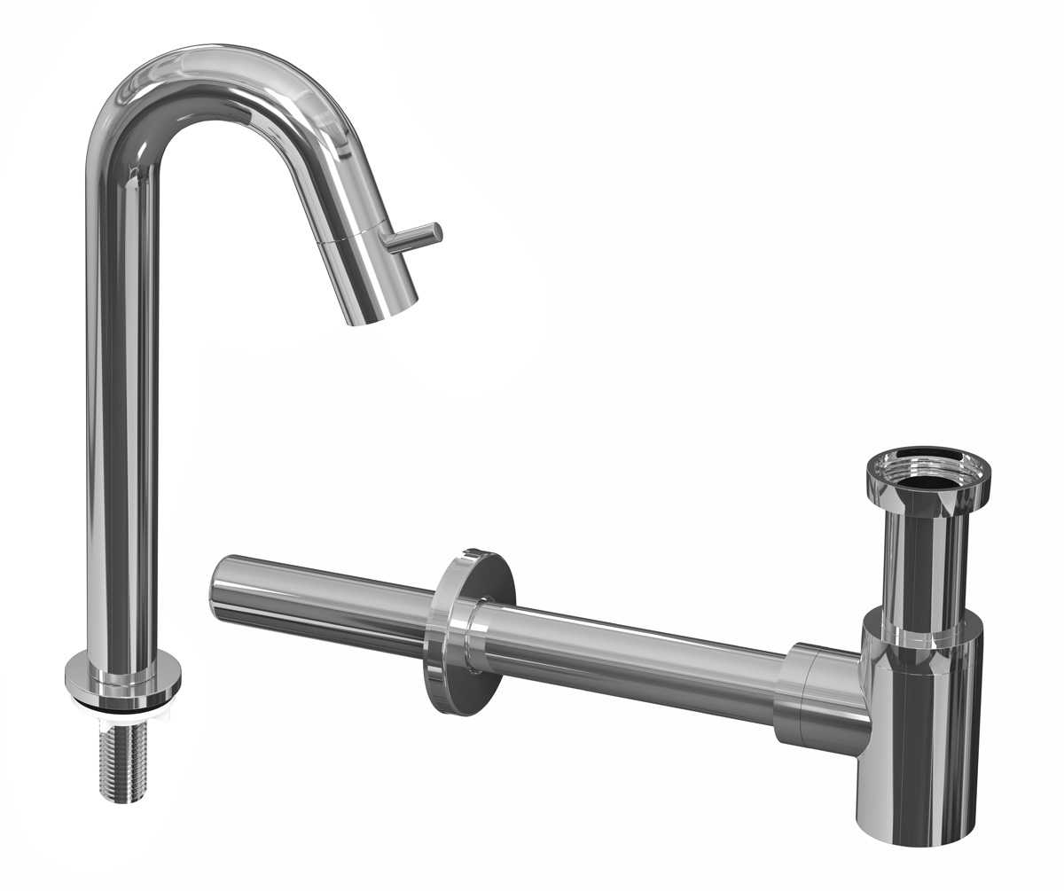 INK Combi 5B fonteinkraan staand gebogen hoog m. syphon Chroom / 9902490