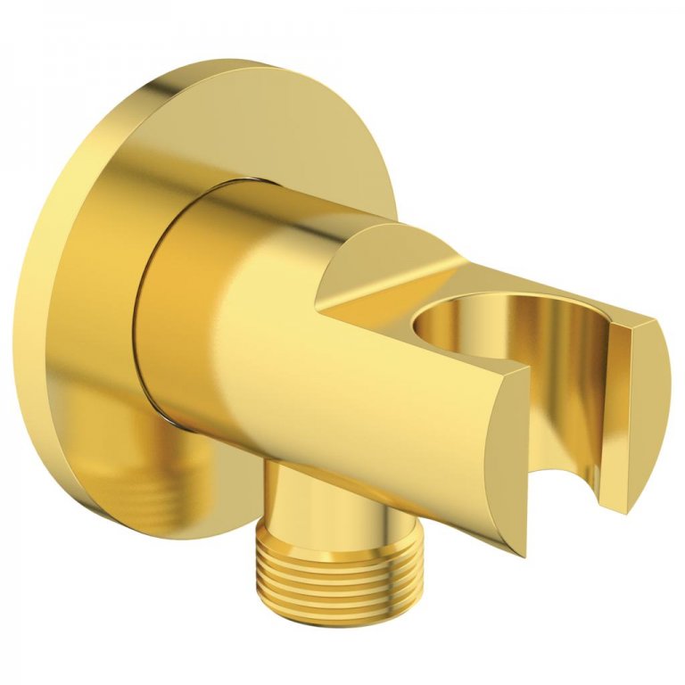 IS Idealrain wandaansluitbocht vaste handdouchehouder rond 1/2 BC807A2 Brushed Gold