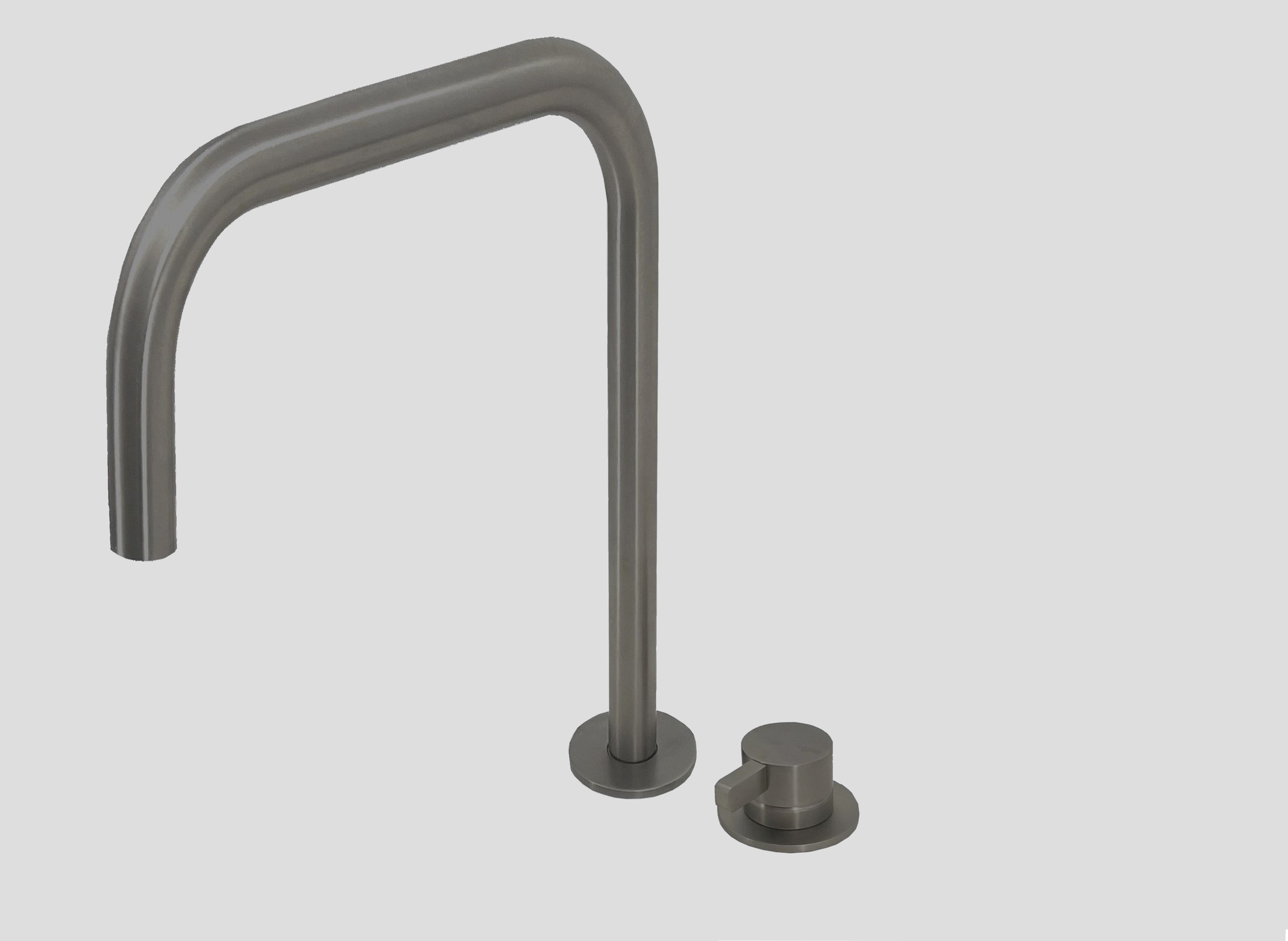 Lagoo Como Wastafelmengkraan 2-gats m. draaibare rechte uitloop high CM1232GM Brushed Gun Metal PVD