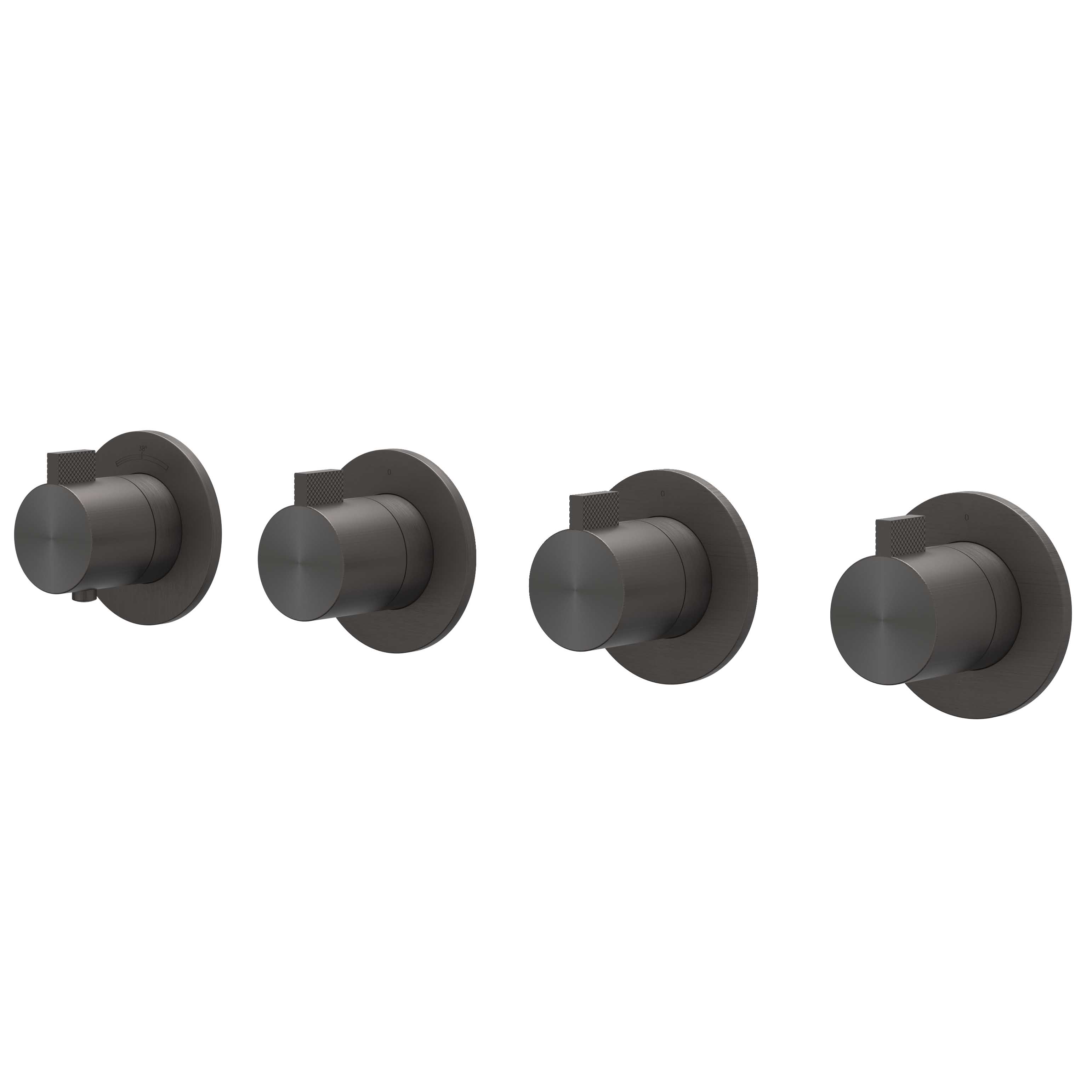 IVY Tribe Afbouw inbouwtherm. m/3 stopkranen symmetry m/ronde rozetten 6201274 RVS316 gebr. carbon black PVD