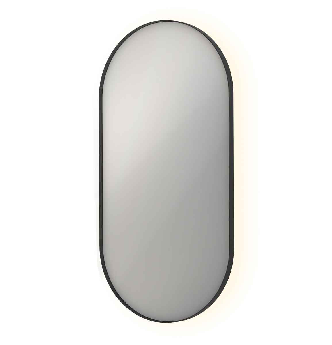 INK spg. SP21 ovaal in stalen kader incl indir LED verw. color dimbaar + schak. H1200xB600xD40 Mat zwart / 8408975