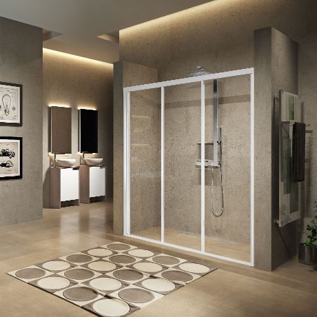 Novellini LUNES 2.0 3P 126 verst.126-132 helder glas wit