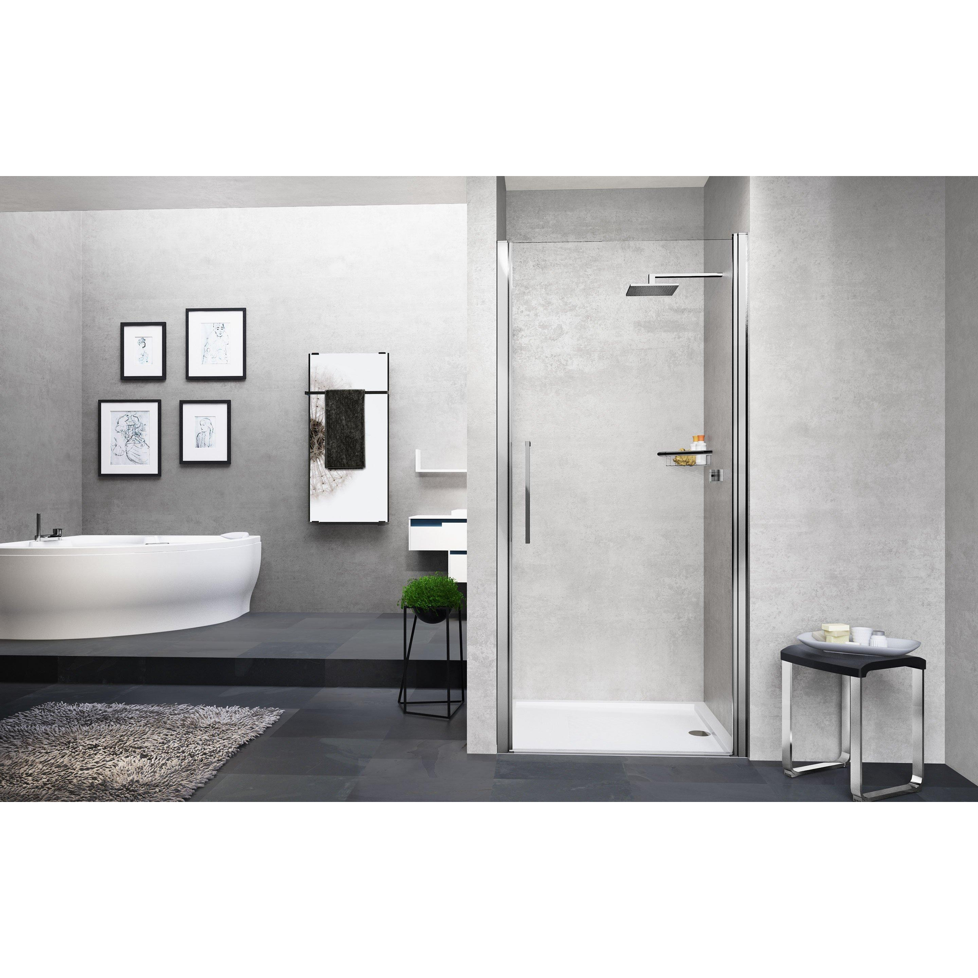 Novellini Young 1b 72 verst.72-76cm helder glas chroom Y21B721K