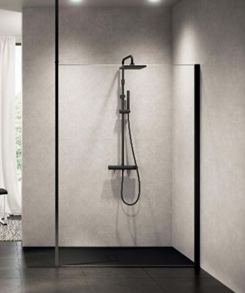 Novellini Kuadra h 50 inloopdouche ver.47-50 cm helder glas zwart KUADH501H