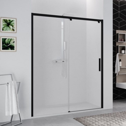 Novellini Kuadra 2 2p 117 link ver.117-121cm helder glas zwart K22PH117S1H