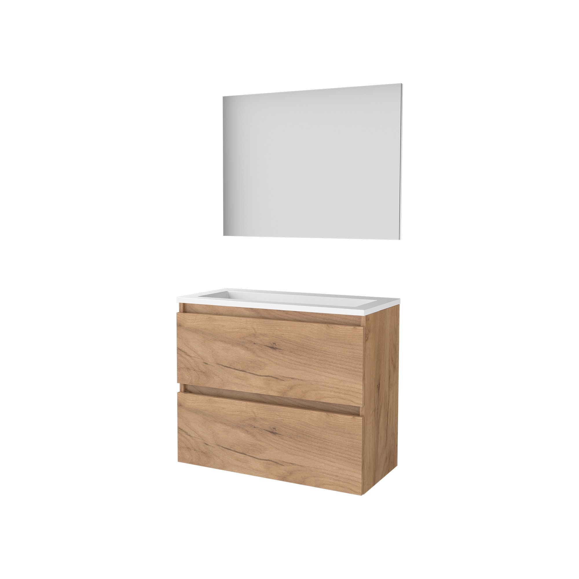 Basic Basic 39 onderk. GL incl. 2 la + pors. wast. incl. 1 krgt. incl. spg. op plaat B800xD390 Whisky Oak / 1810013