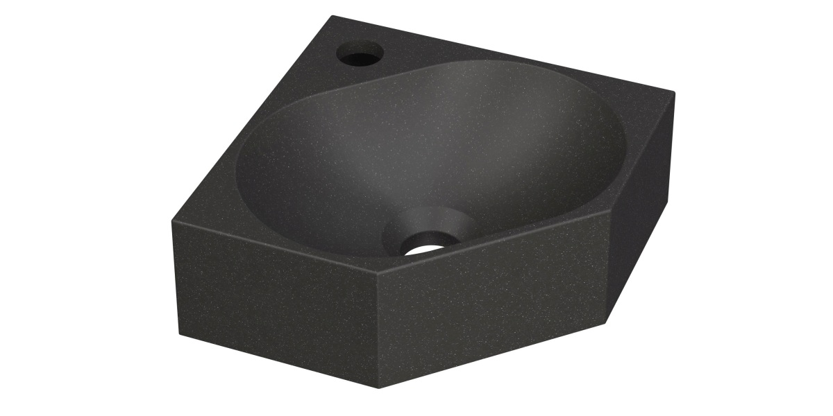 INK Matrix Hoekfontein quartz m. 1 krgt. H100xB270xD270 Quartz zwart / 3404343