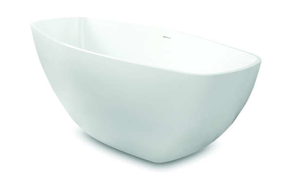 Luca Vrijstaand bad Danish oval van mineral stone met overloop 170x80x60h 155kg LUVA1720 Glans wit