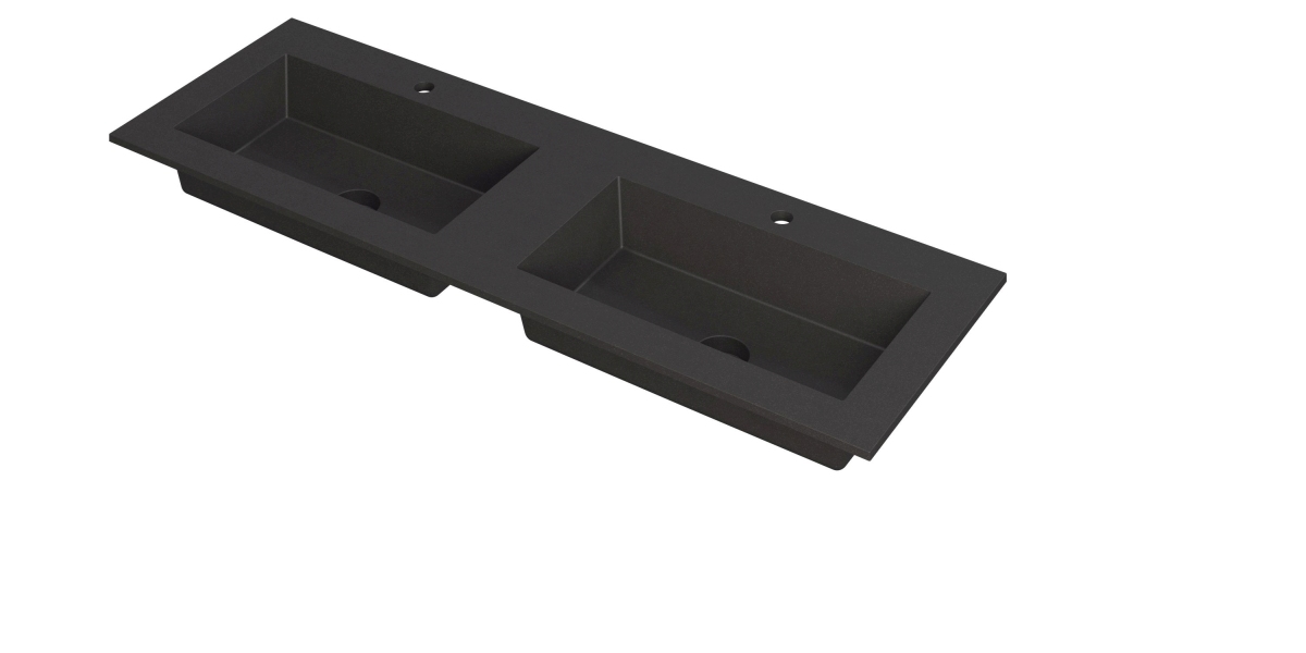 INK Kraft wastafel dubbele bak m. 2 krgtn 3417363 Quartz zwart H10xB1400xD450