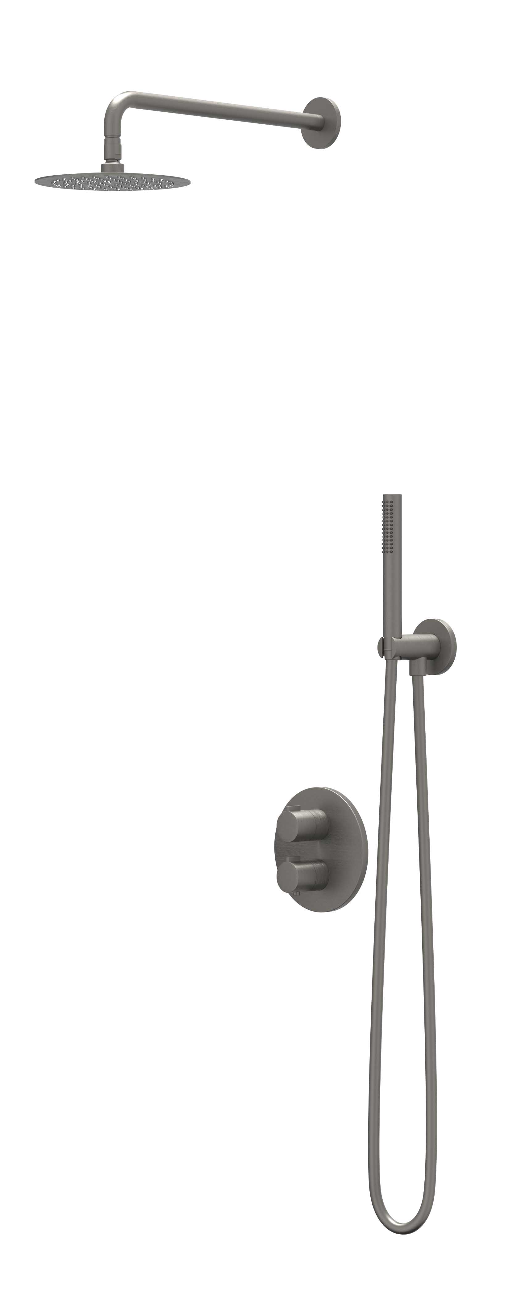 IVY Pact set 2-weg st.omst. w.arm R20cm verst. steun m. geint. uitl. slang 150cm + staaf CSP2GMADAC Geborsteld metal black PVD