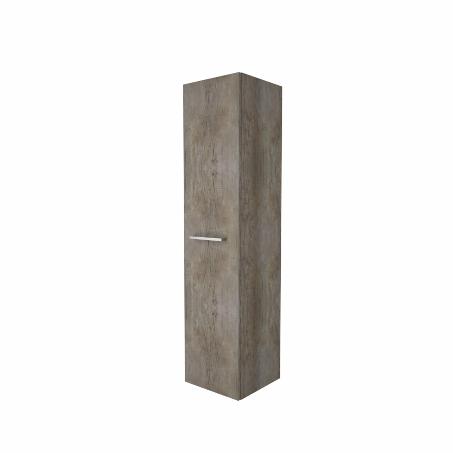 Basic hoge kast 1 deur met greep incl. glazen legplanken 1806903 Scotch Oak H1500xB350xD350