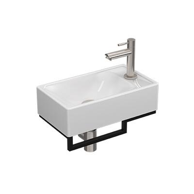 Proline pack porselein m. krgt. R fontein stalen frame matzw. kraan sifon plug + bev. Glans wit/Brushed nickel / 1805117P