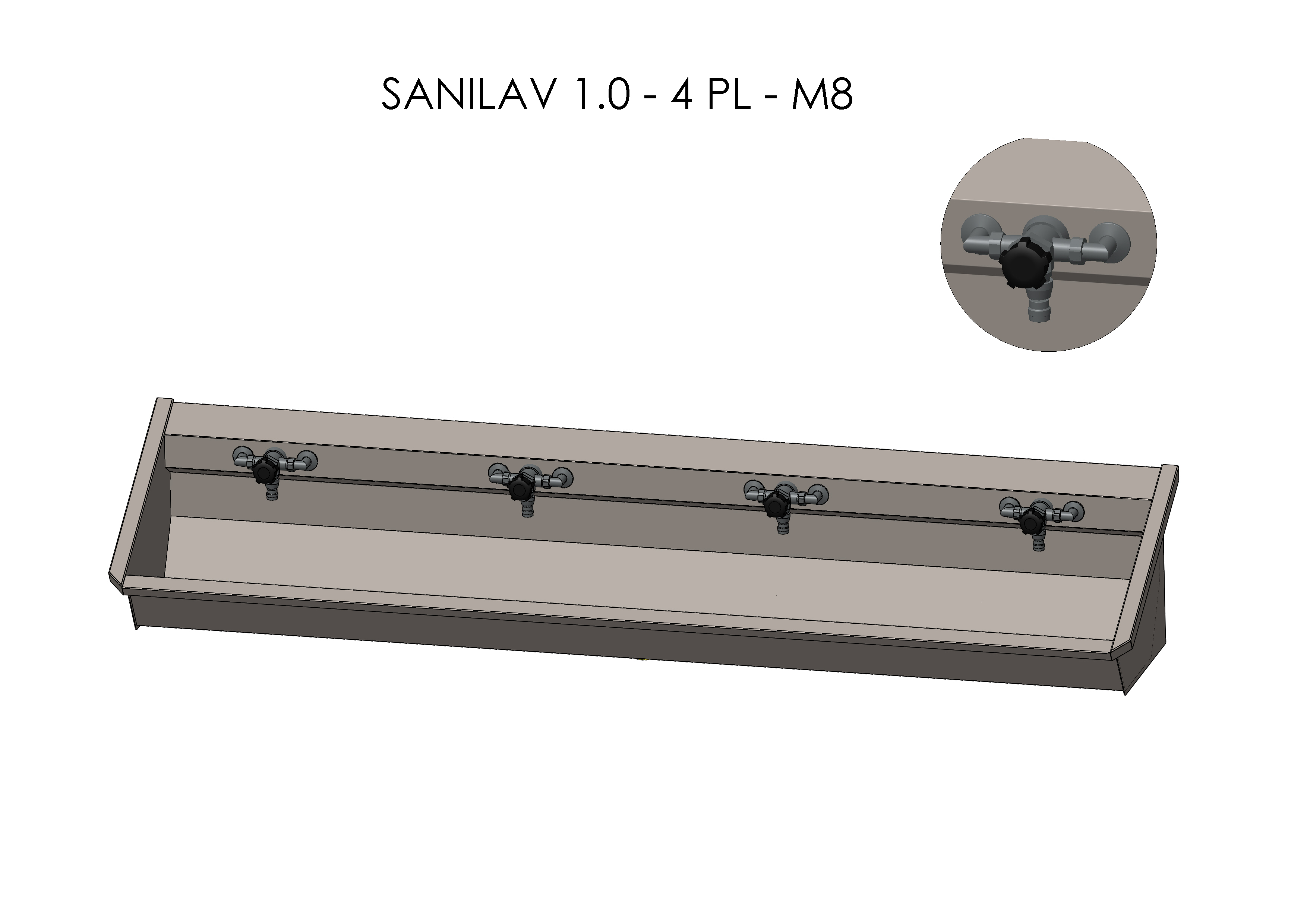 Intersan Sanilav muurwastrog rvs 4p 240 zelfsl. mngkr SANILAV 1.0-4- M8