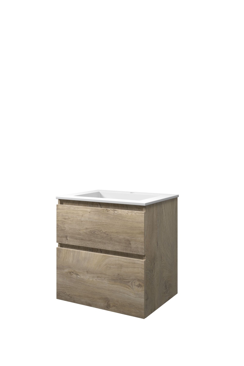 Proline set polystone Elegant wast. met 1 krgt. en onderk. a-sym. 1816331 Raw oak/Mat wit H620xB600xD460