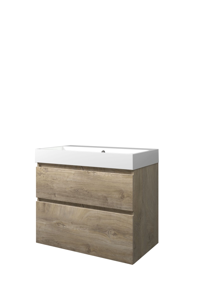 Proline set polystone Loft wast. z. krgt. en onderk. a-sym. 1817041 Raw oak/Glans wit H700xB800xD460