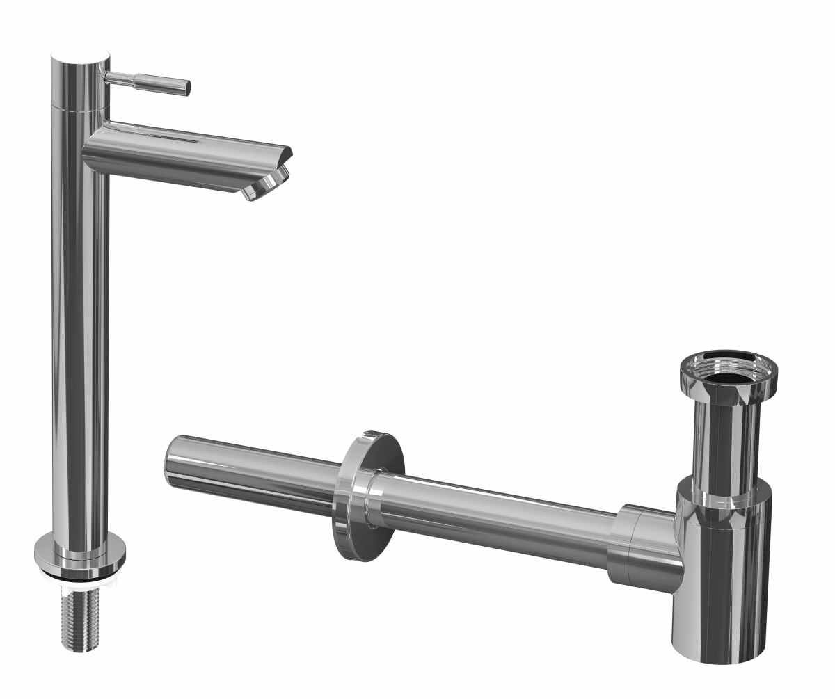 INK set 2B fonteinkraan staand hoog en design sifon 9902440 Chroom