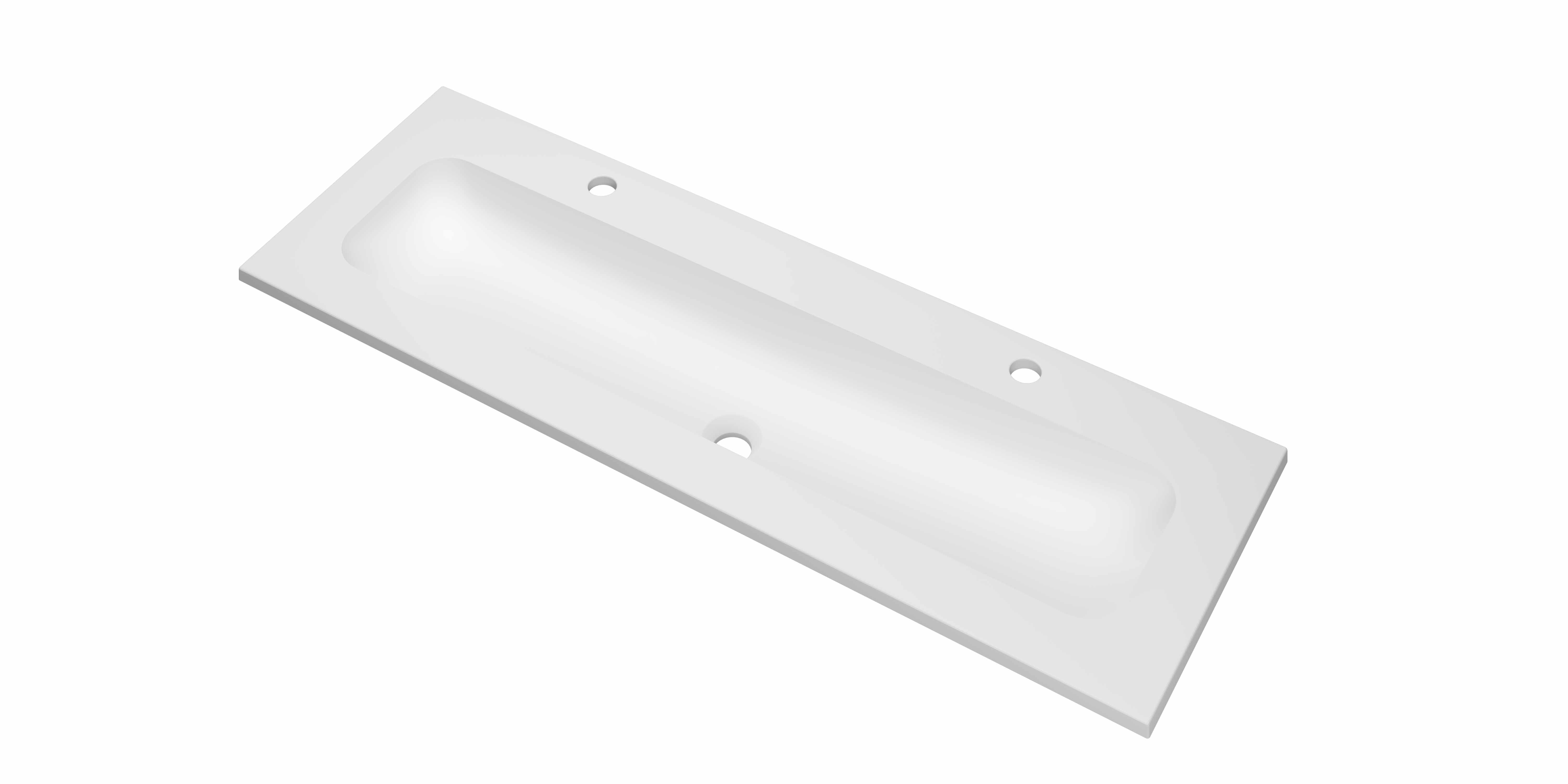 INK Reflekt wast. polystone centraal met 2 krgt. 3407742 Mat wit 1200x400x15