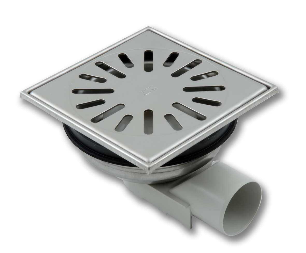 Aquaberg RVS put m/RVS rooster hoogte verstelbaar zij-uitlaat 4850 15x15cm
