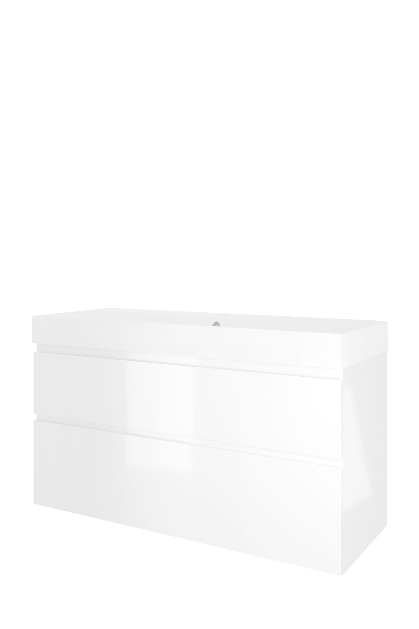 Proline set polystone Loft wast. met 1 krgt. en onderk. a-sym. 1817184 Glans wit/Mat wit H700xB1200xD460