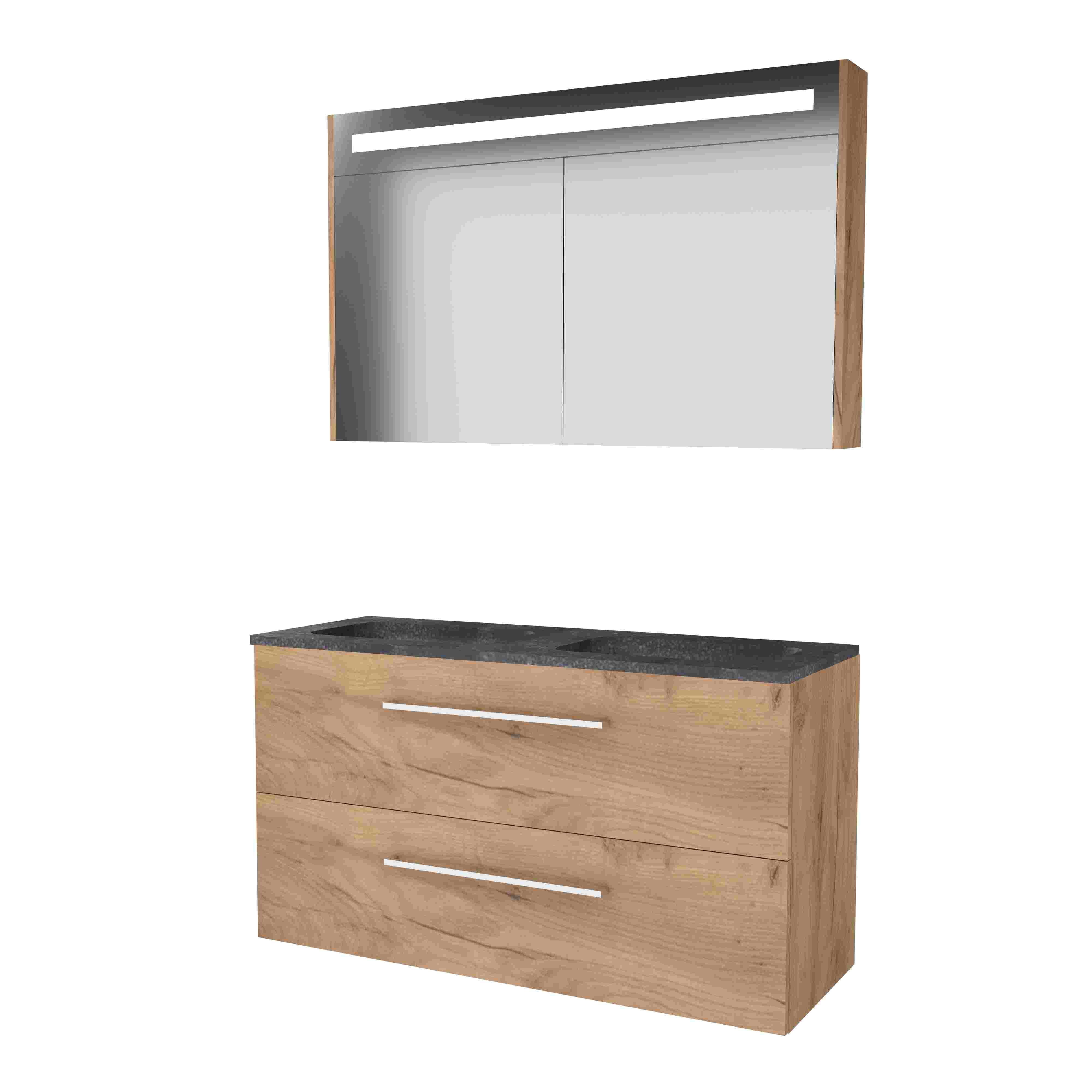 Basic Prem. 46 onderk. m. gr. incl. 2 la + hardst. wast. z. krgt. incl. sp.kast m. geint. Led B1200xD460 Whisky Oak / 1813409