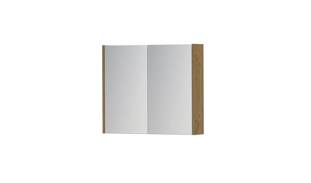 INK SPK1 spiegelkast m. 2 dubbelzijdige spiegeldeuren en stop/schak. 1110521 Natur fineer H600xB700xD140