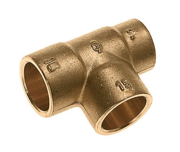 Mess. T-stuk 28 x 28 x 15 mm.