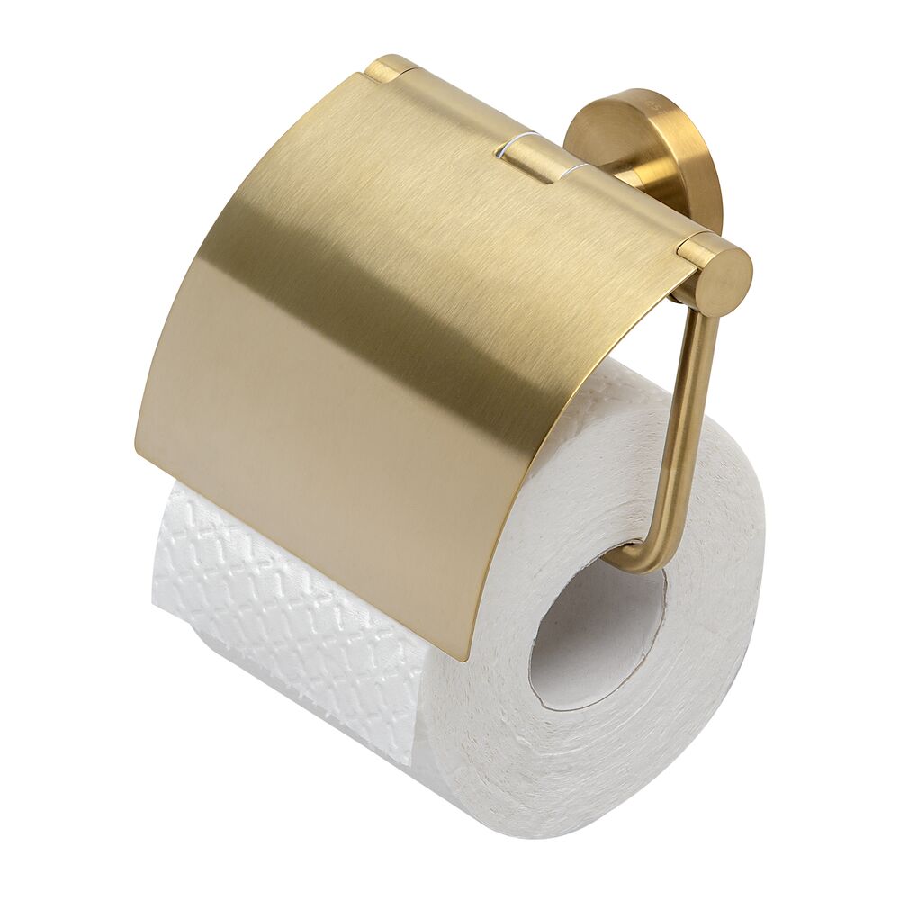 Geesa Nemox Brushed Gold toiletrolhouder met klep 916508-07