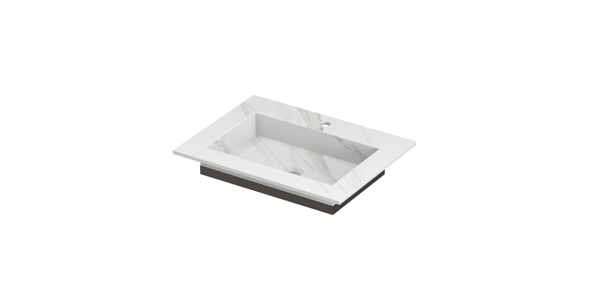 INK Post wast. keramische slab envelop bak m. 1 krgt. H10xB600xD450 Calacatta mat / 210010