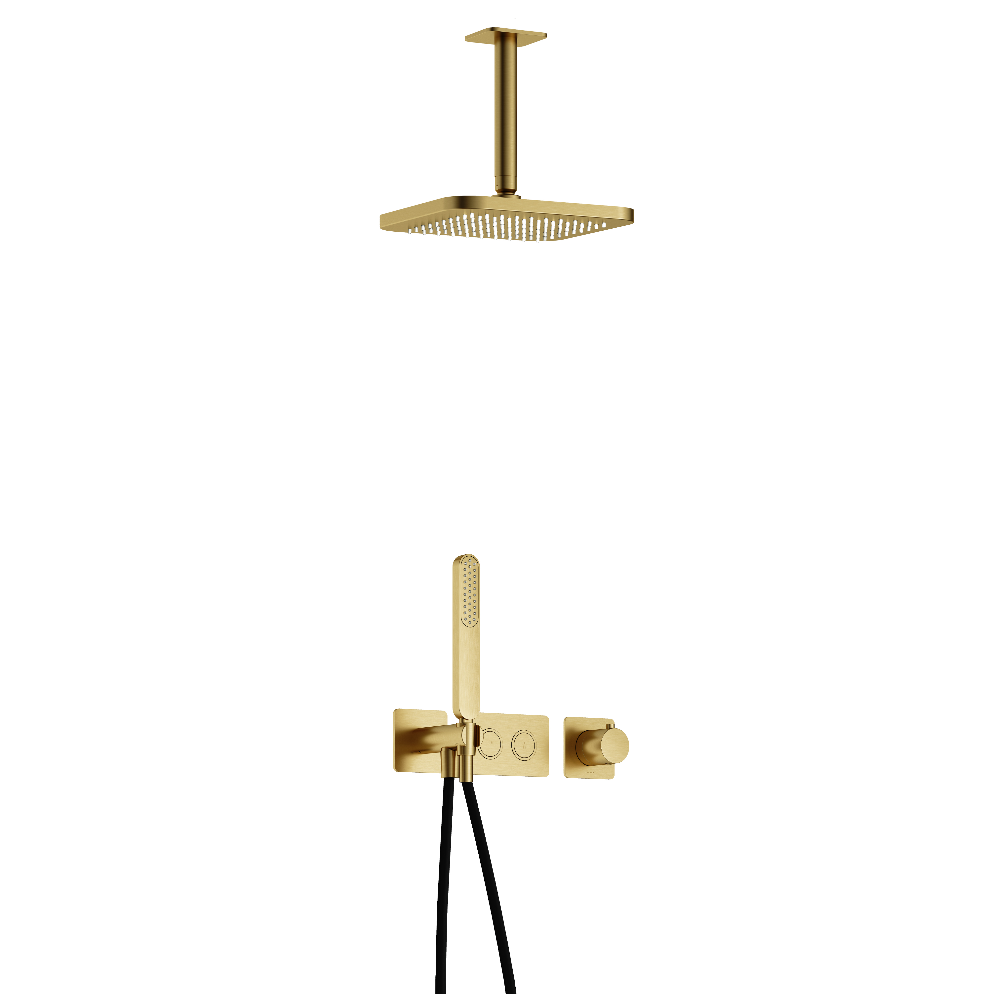 Hotbath Gal inbouwset m. 2 pushbuttons m. plaf. buis IBS41BBP2 Geborsteld Messing PVD