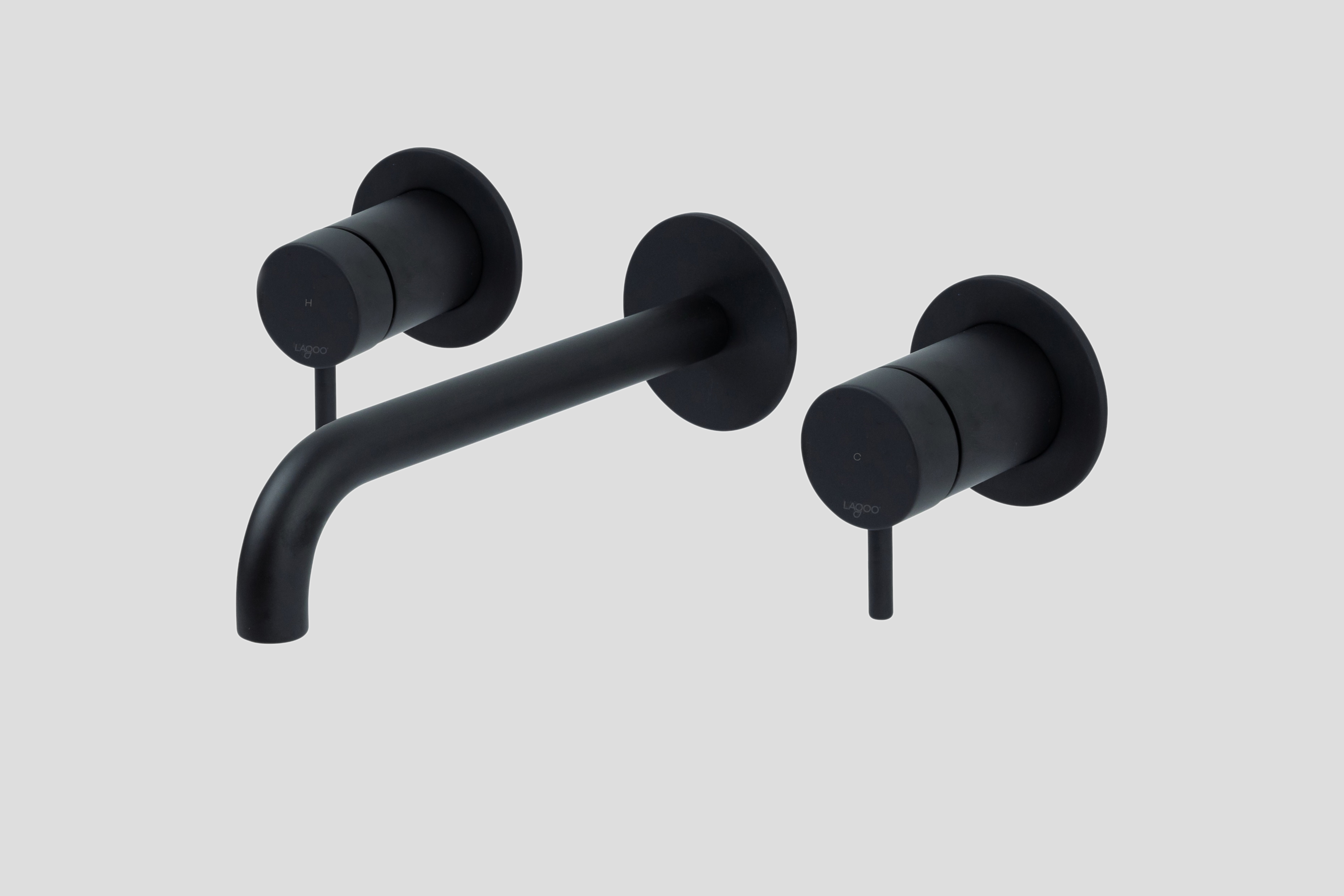 Lagoo Garda inbouw wastafelmengkraan 2 greeps afb.deel met uitloop 19 cm G1204-19MB Matt Black