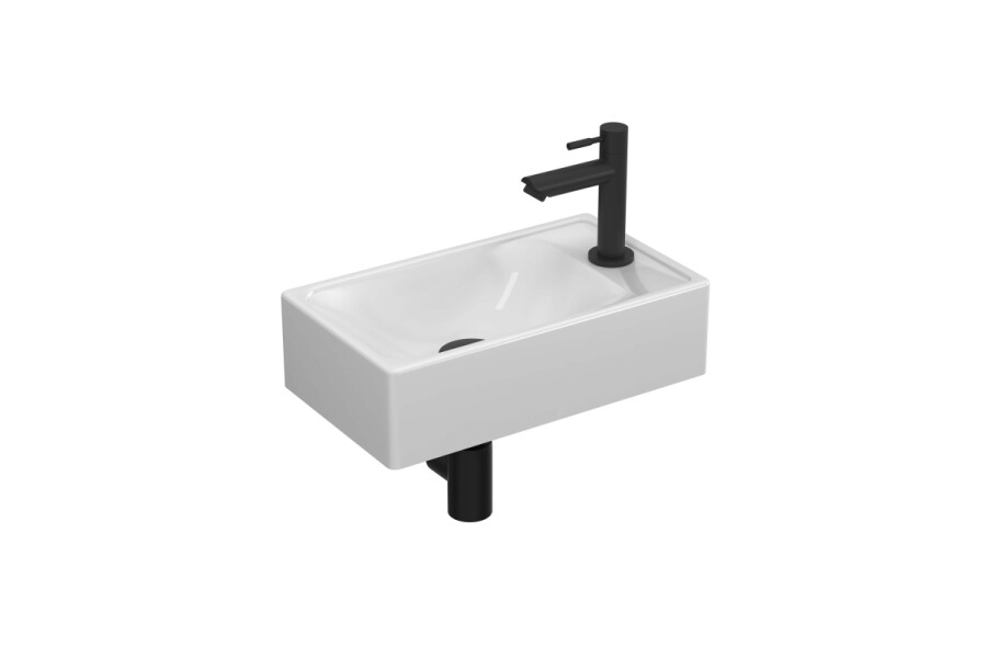 Basic Hit pack porselein m. krgt. R fontein kraan sifon plug + bev. H100xB400xD230 Glans wit/Mat zwart / 1805112