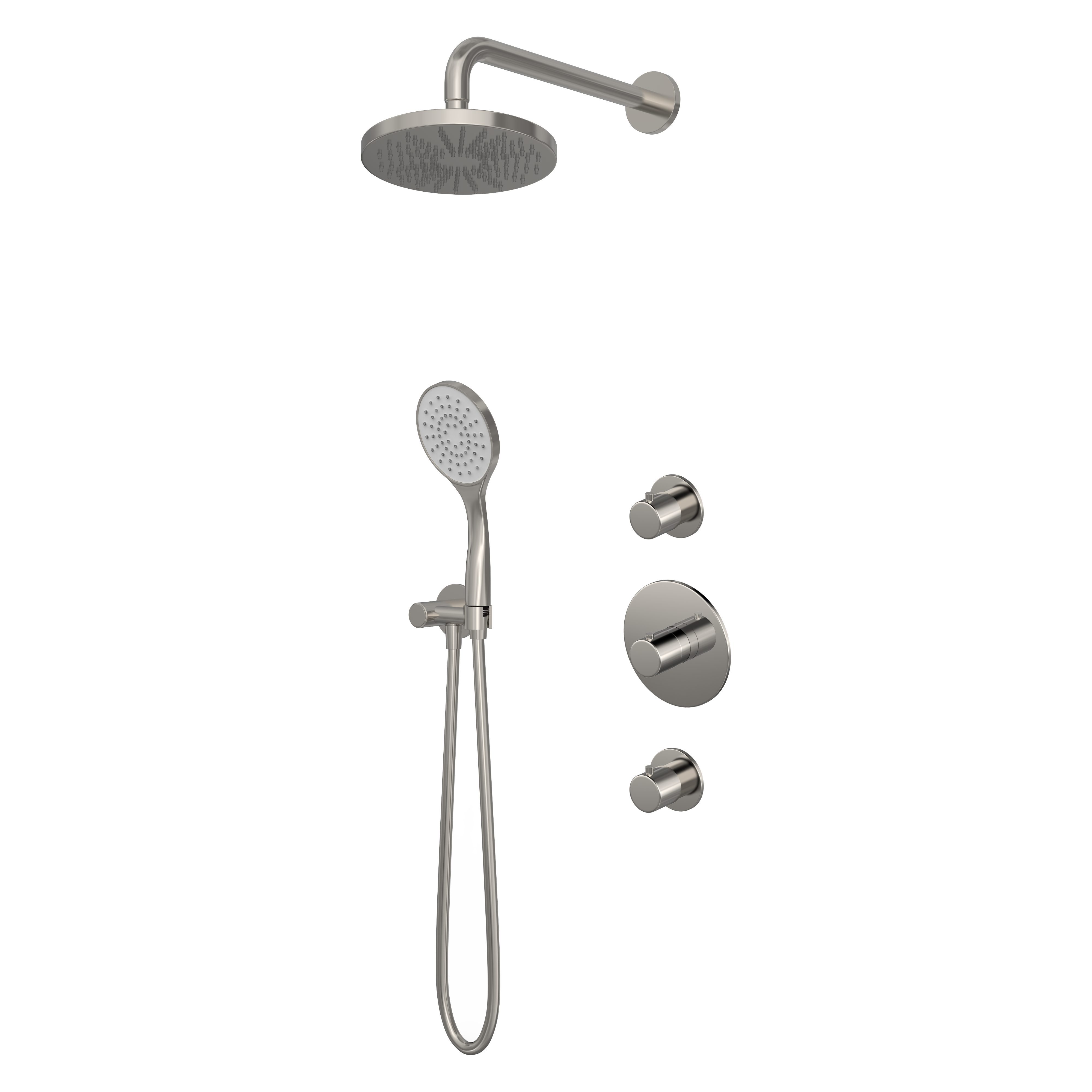 Hotbath IBS Buddy 2 stopkranen GN 3 standen handdouche 15cm plafondbuis 30cm hoofddouche glijstang IBS12GN1257 Geborsteld nikkel