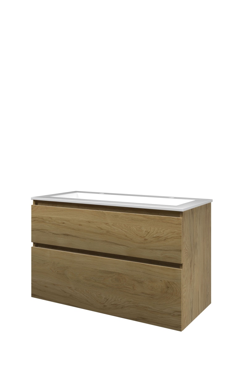 Proline set polystone Elegant wast. met 2 krgt. en onderk. a-sym. 1816422 Ideal oak/Glans wit H620xB1000xD460