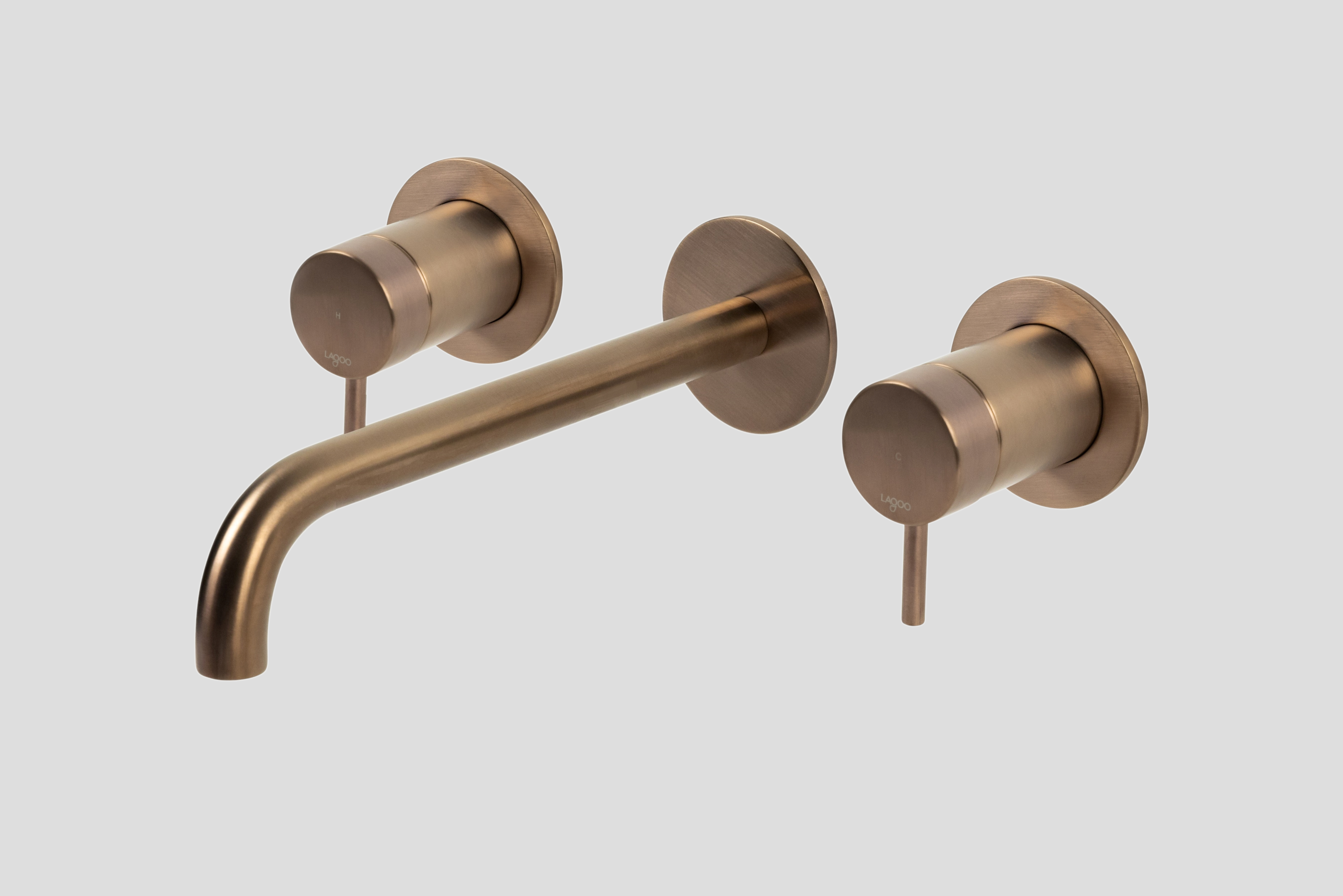 Lagoo Garda inbouw wastafelmengkraan 2 greeps afb.deel met uitloop 22 cm G1204-22BK Brushed Copper PVD