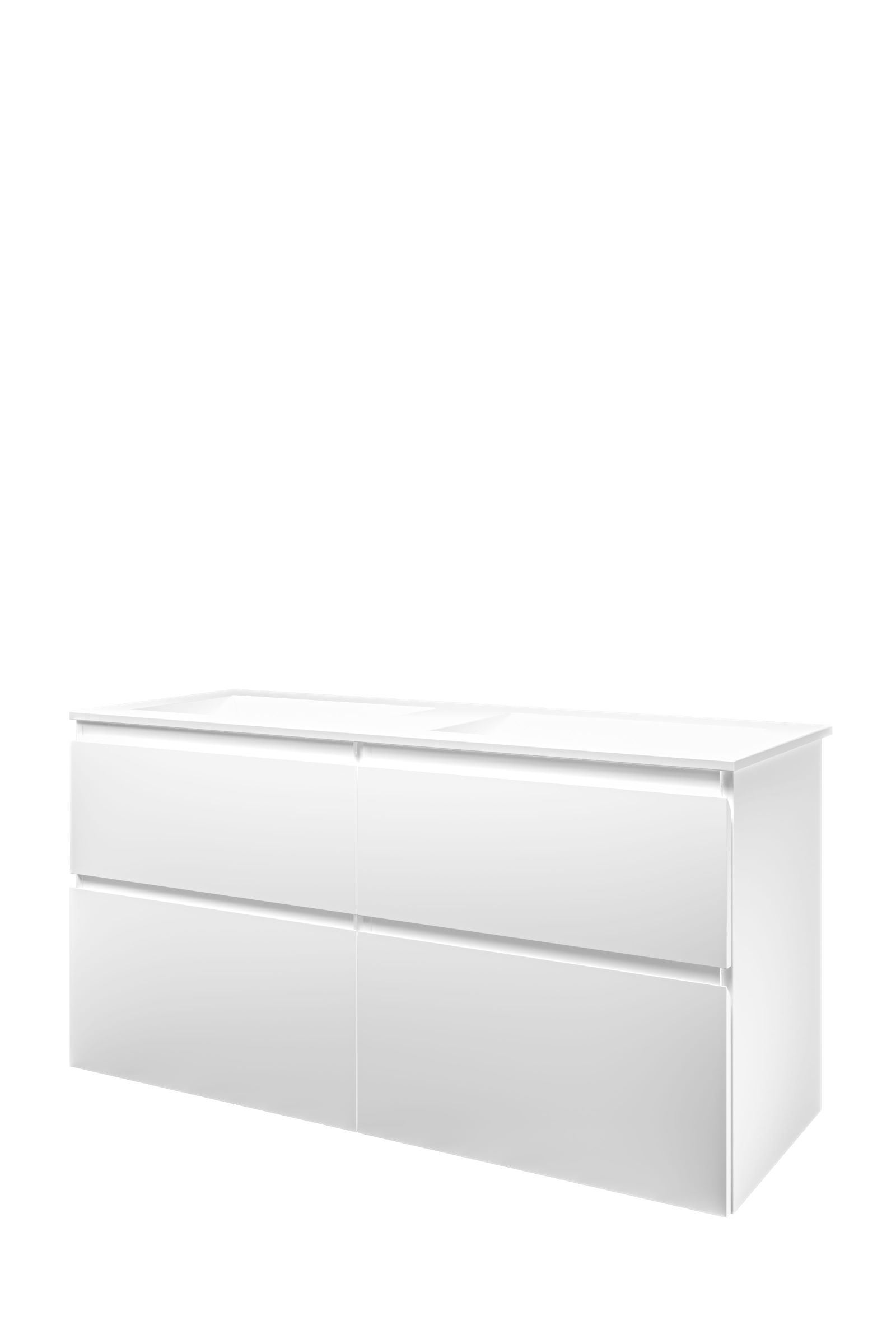 Proline set polystone Elegant wast. z. krgt. en onderk. 4 laden a-sym. 1816525 Mat wit/ Mat wit H620xB1200xD460