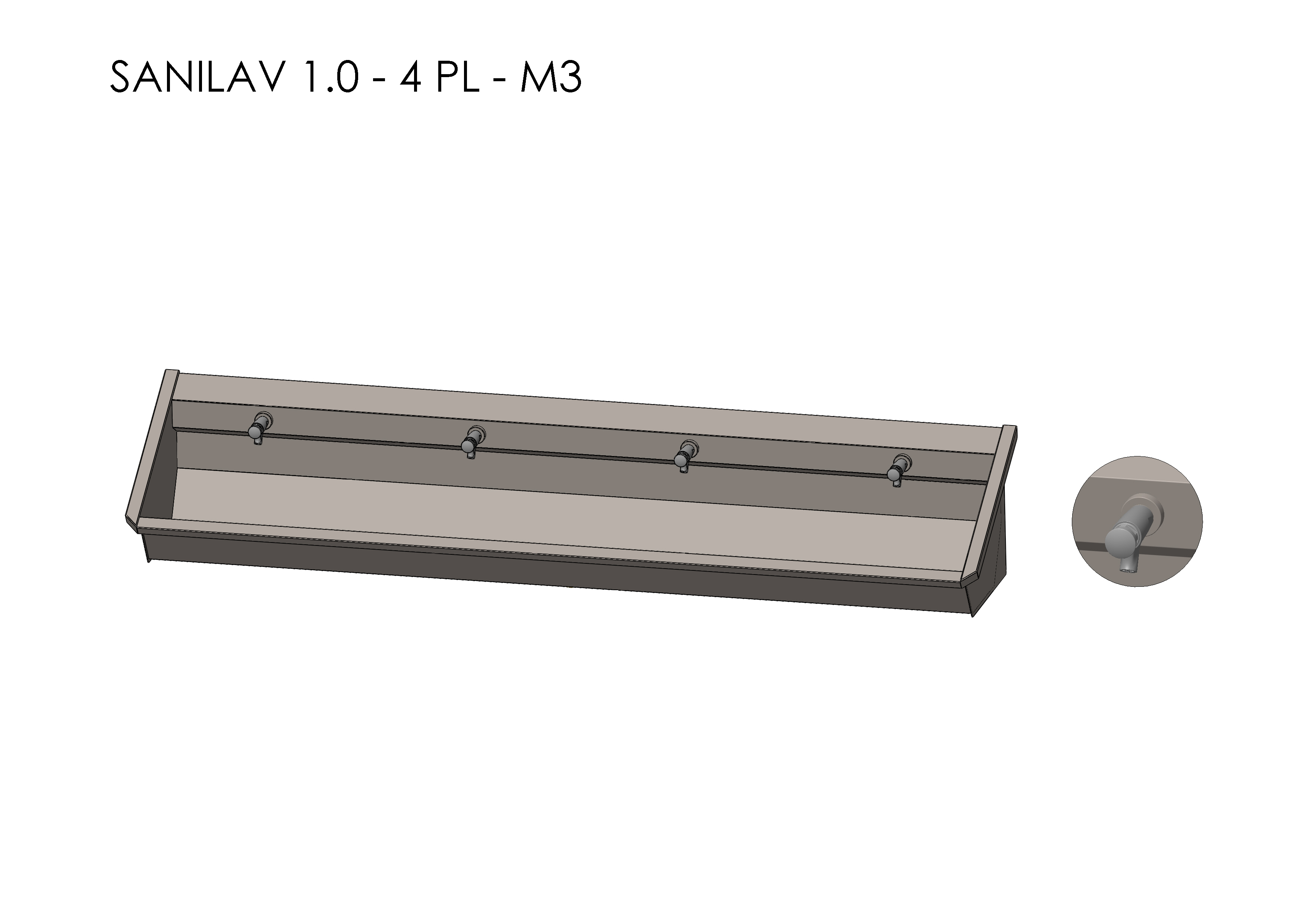 Intersan Sanilav muurwastrog rvs 4p 240 muurkraan SANILAV 1.0-4-M3