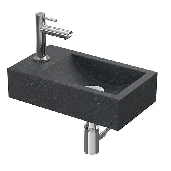 Basic Hit pack hardsteen m. krgt. L fontein kraan sifon plug + bev. H100xB400xD230 Hardsteen/Chroom / 1805220