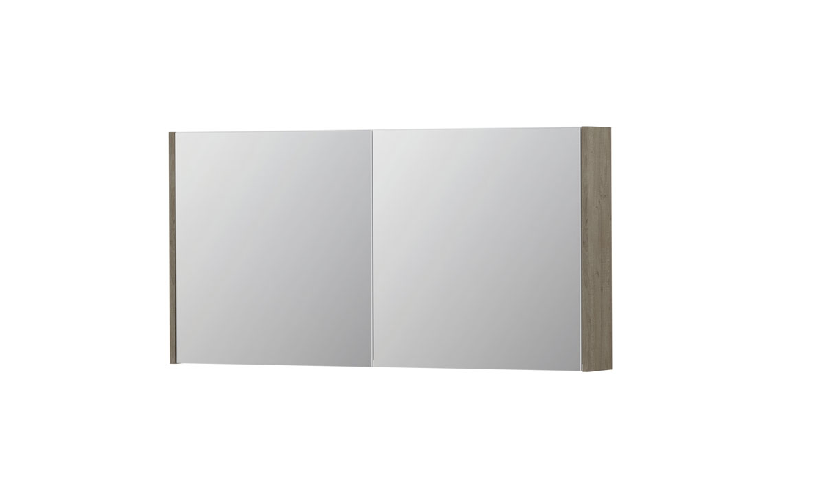 INK SPK1 spiegelkast m. 2 dubbelzijdige spiegeldeuren en stop/schak. 1110716 Greige eiken H600xB1200xD140