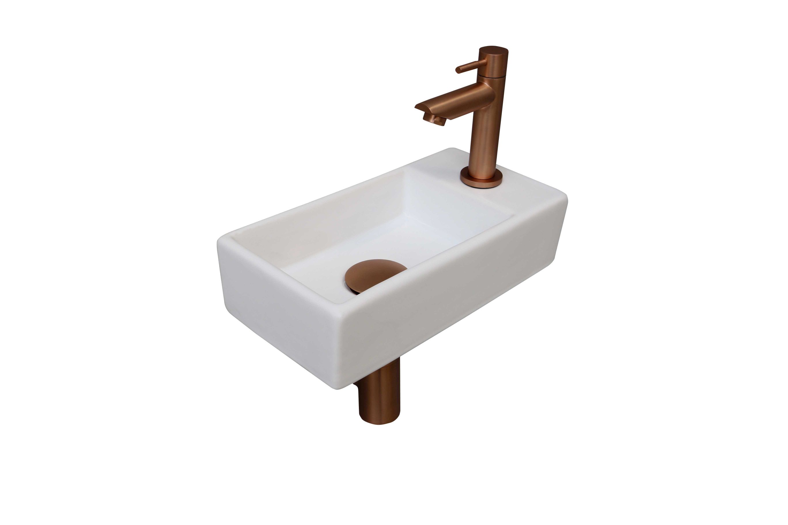 INK fonteinpack pors. R incl. kraan sifon plug en montageset 1805314 m. wit/mat rose goud H90xB360xD180