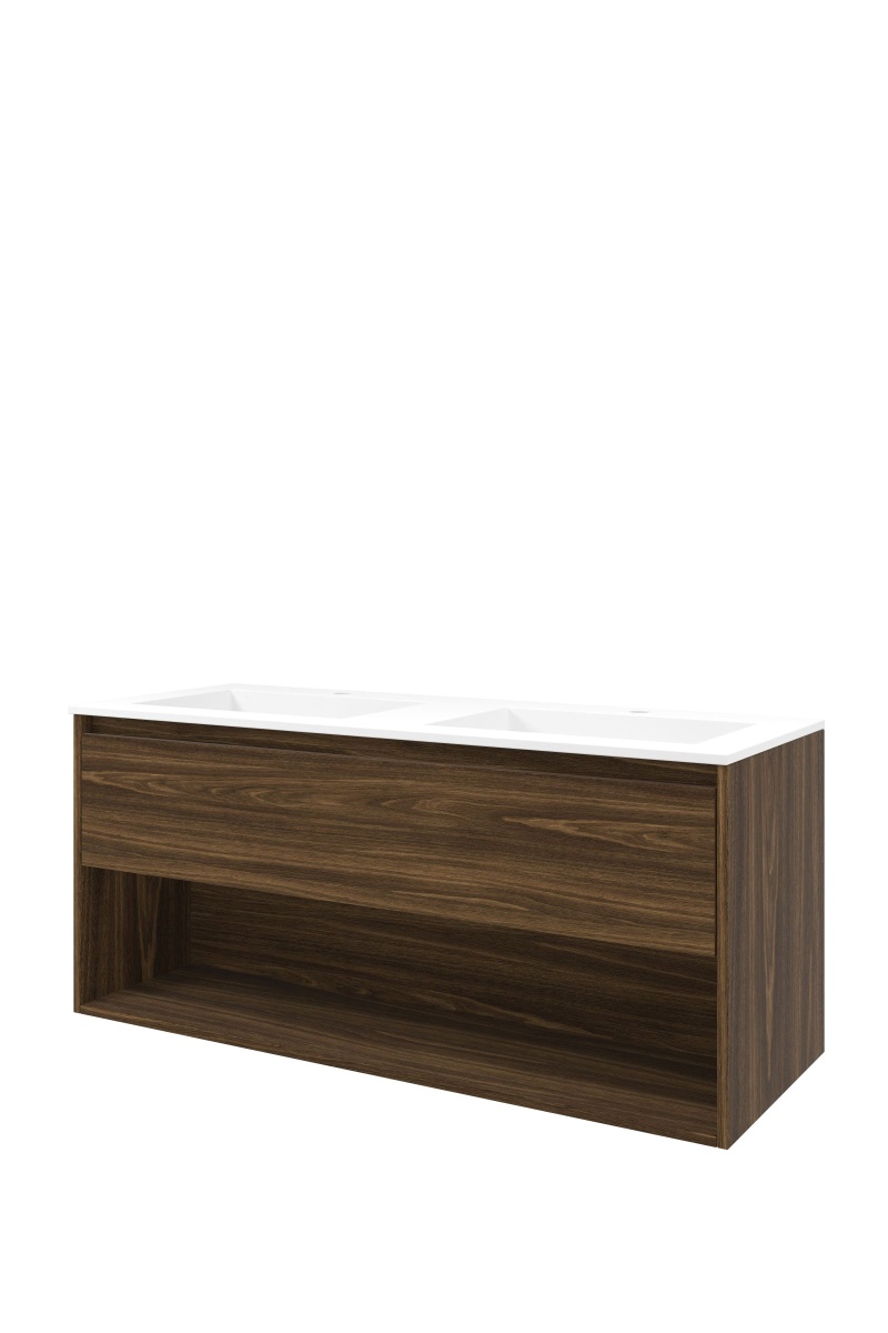 Proline set polystone Elegant wast. z. krgt. en onderk. met schap 1816063 Cabana oak/Mat wit H540xB1200xD460