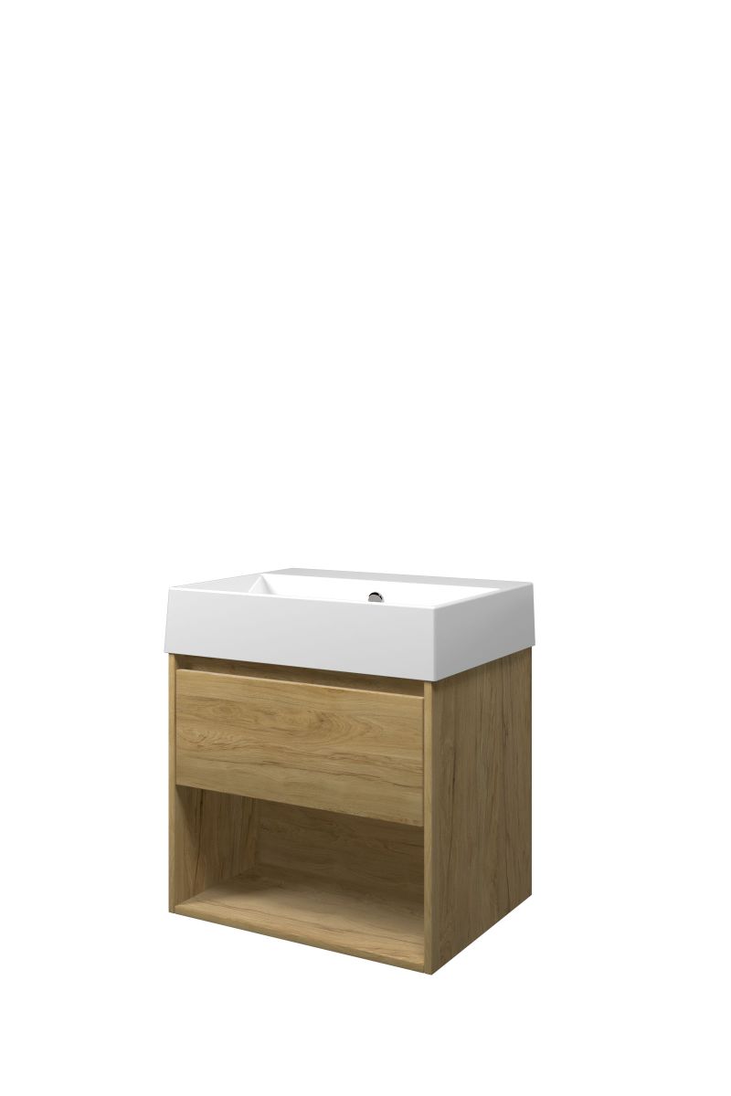 Proline set porselein Loft wast. z. krgt. en onderk. met schap 1815302 Ideal oak/Glans wit H620xB600xD460